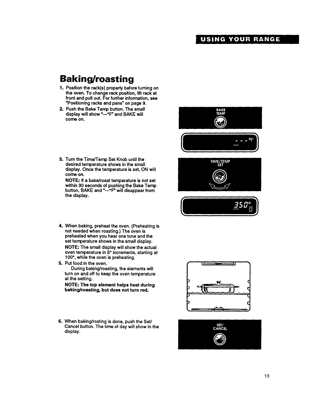 Roper FES385Y warranty Baking/roasting 