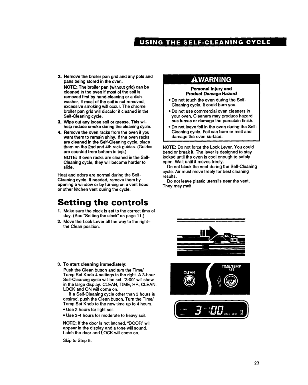 Roper FES385Y warranty Setting the controls 