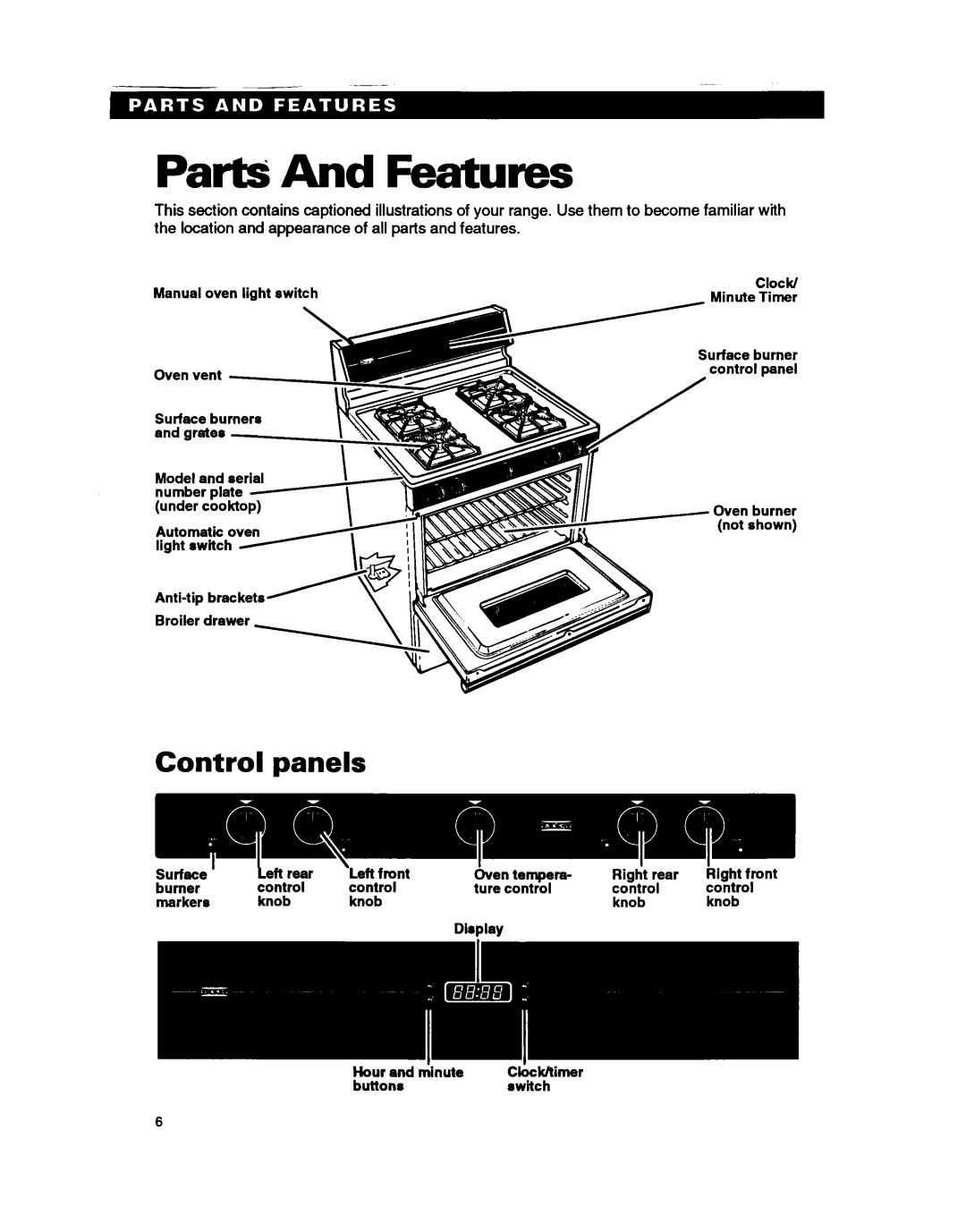 Roper FGP335B warranty Par& And Features 