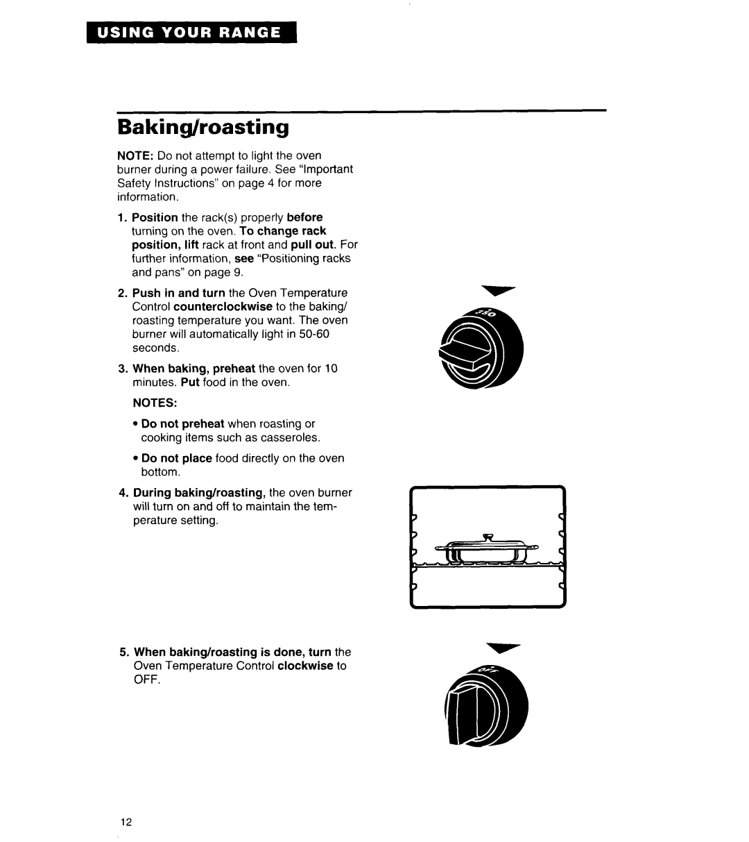 Roper FGP335Y important safety instructions Baking/roasting 