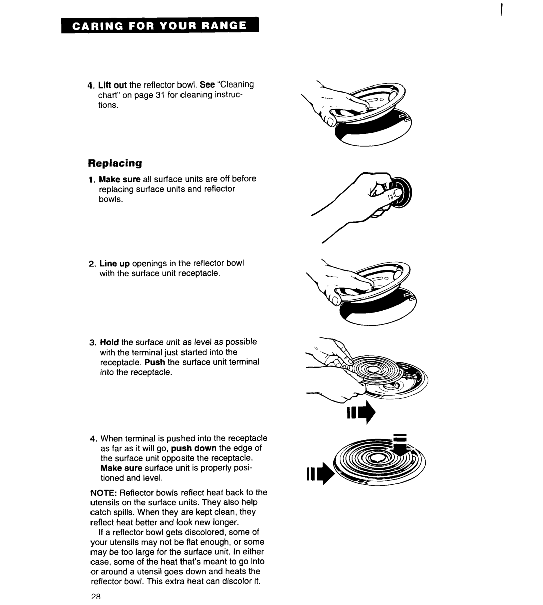 Roper FGP335Y important safety instructions Replacing 