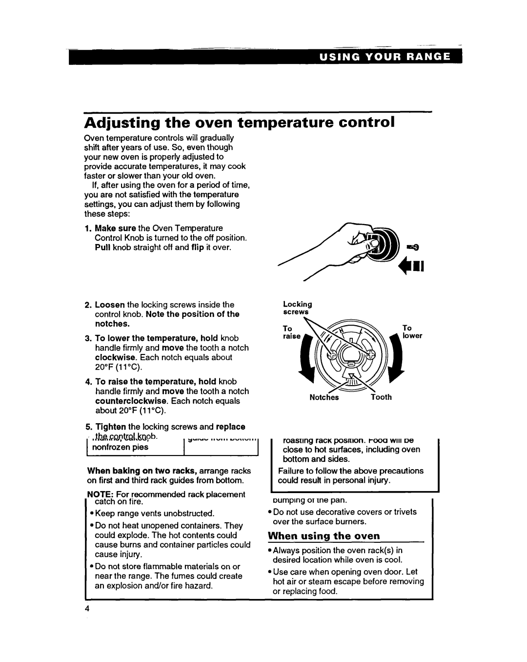 Roper FGS395B important safety instructions Adjusting the oven temperature Control, Broiling 