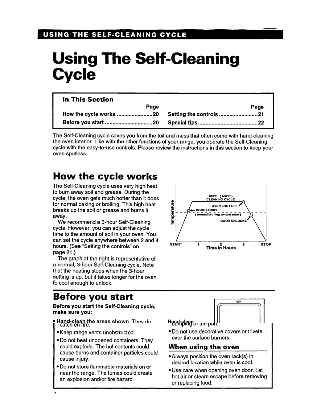 Roper FGS395B Using The Self-Cleaning Cycle, How the cycle works, Before you start, This Section 