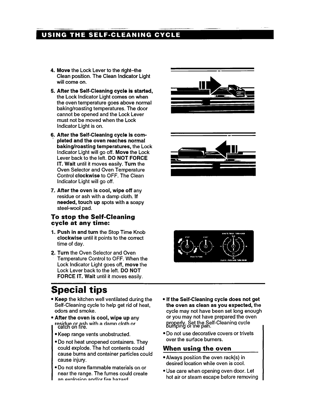 Roper FGS395B important safety instructions Tips, To stop the Self-Cleaning cycle at any time 