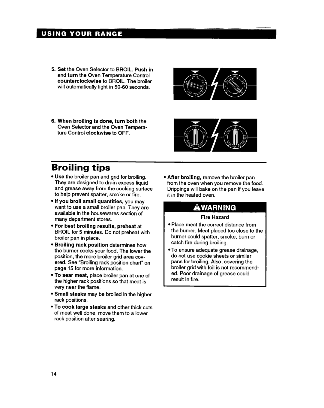 Roper FGS395B important safety instructions Broiling tips 