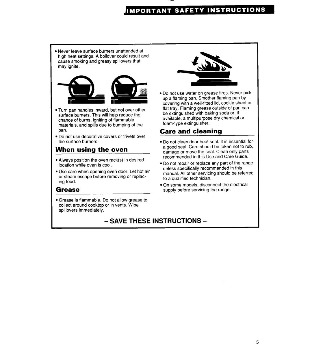 Roper FLP310Y, FGP320Y, FGP310Y, FGP325Y, FGP315Y important safety instructions When using the oven 