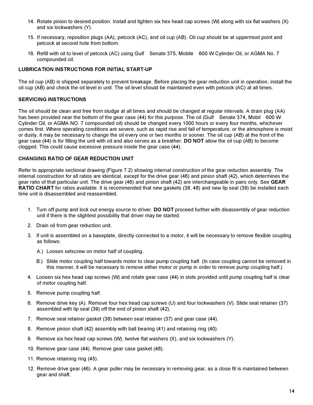 Roper G12-436 owner manual Lubrication Instructions for Initial START-UP 