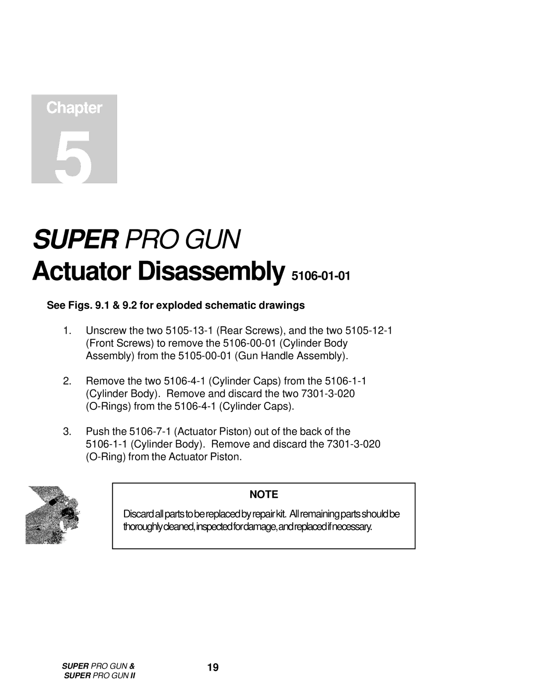 Roper M6707-1-1 manual Actuator Disassembly, See Figs .1 & 9.2 for exploded schematic drawings 