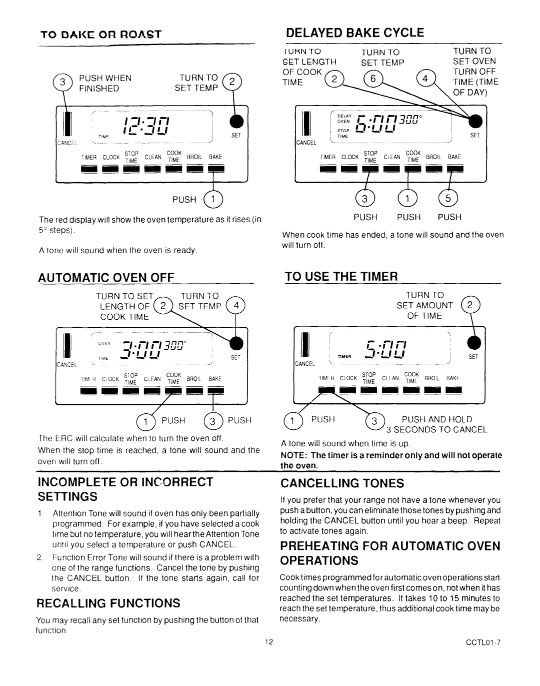 Roper B875, MN11020(344197) manual Delayed Bake Cycle 