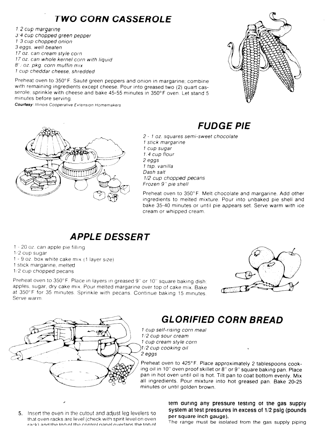 Roper B875, MN11020(344197) manual Fudge PIE, Apple Dessert, Glorified Corn Bread 