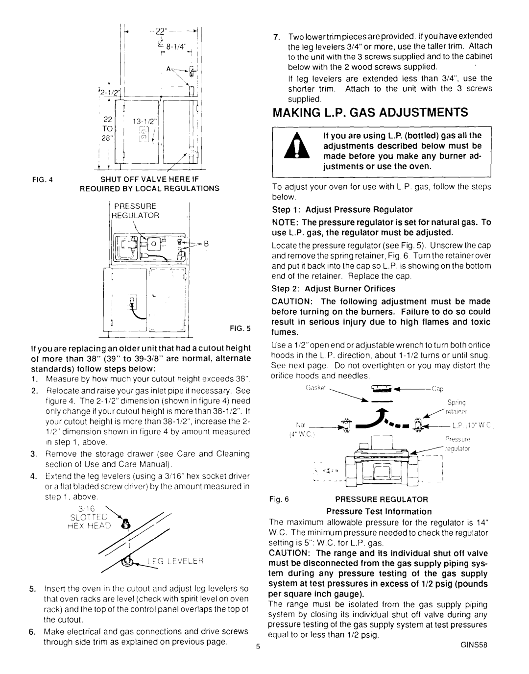 Roper MN11020(344197), B875 manual Making L.P. GAS Adjustments, Adjust Pressure Regulator 