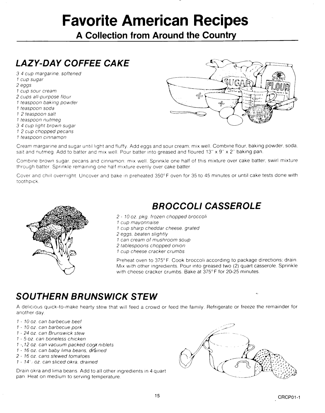 Roper MN11020(344197), B875 manual Favorite American Recipes, A Collection from Around the Country, Lazy-Daycoffee Cake 