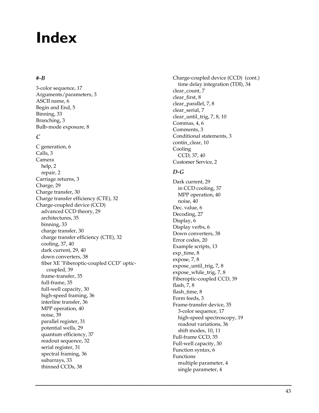 Roper Photometric manual Index 