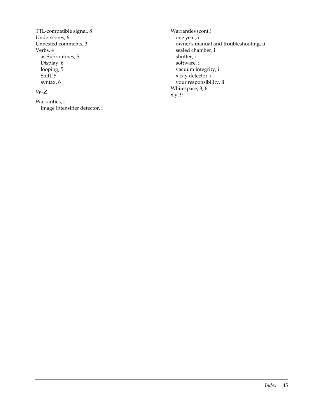 Roper Photometric manual Index 