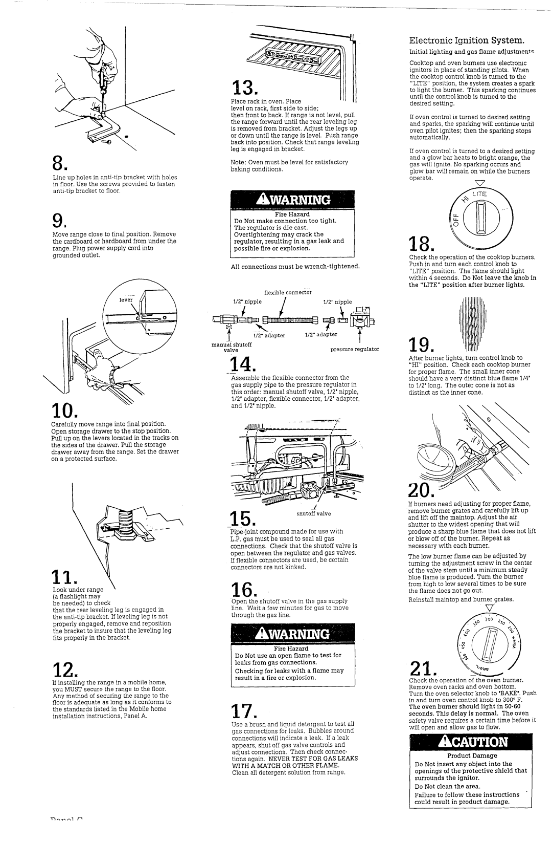 Roper Range installation instructions 14n, 18n, 12m, Electronic Ignition System 