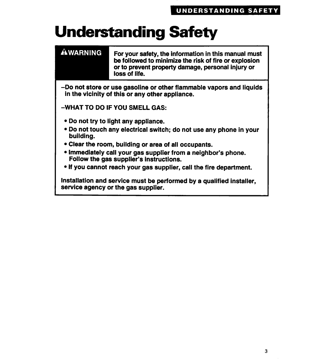 Roper RGC3422A, REP3422A, REC3422A warranty Understanding Safety 
