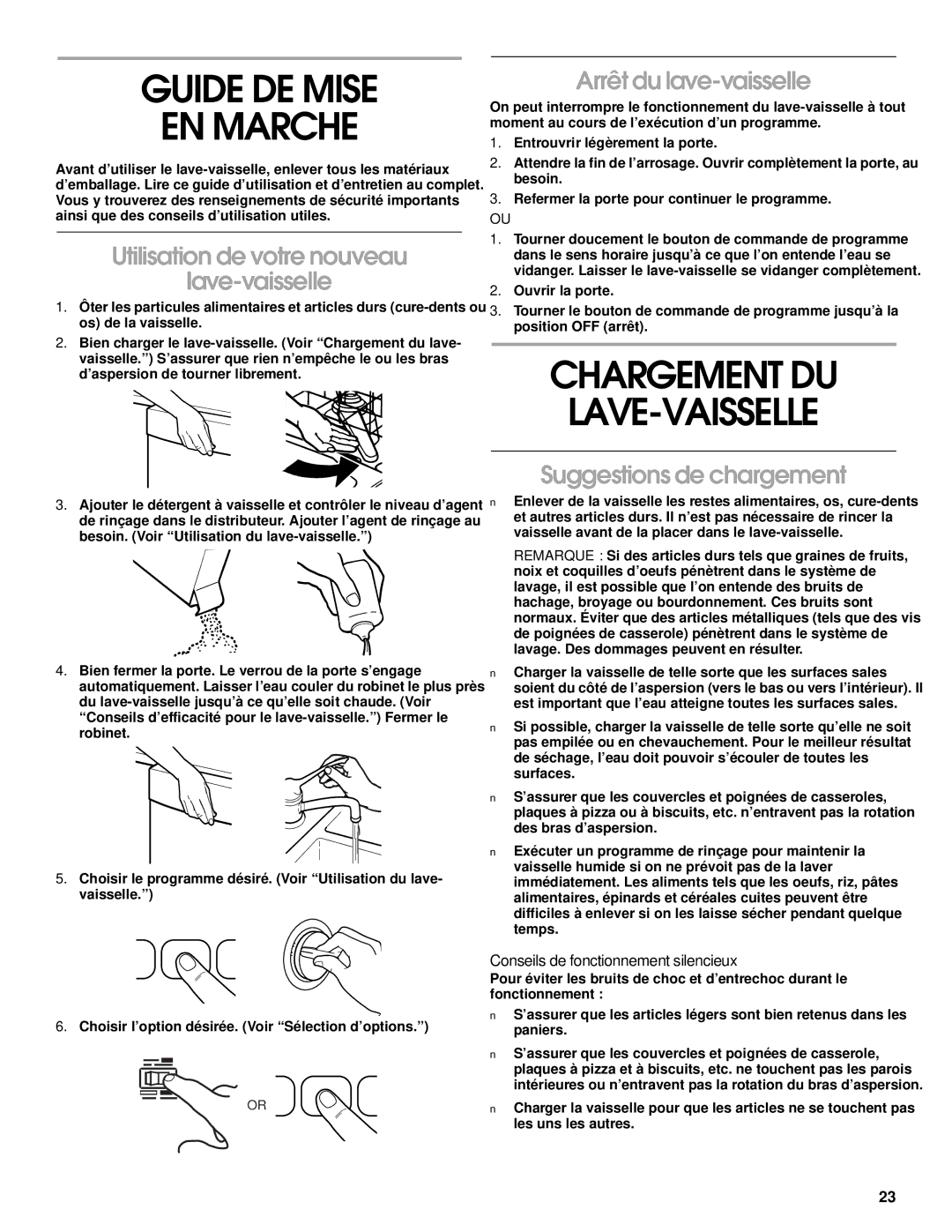 Roper RUD3000, RUD5000 Guide DE Mise EN Marche, Chargement DU LAVE-VAISSELLE, Utilisation de votre nouveau Lave-vaisselle 