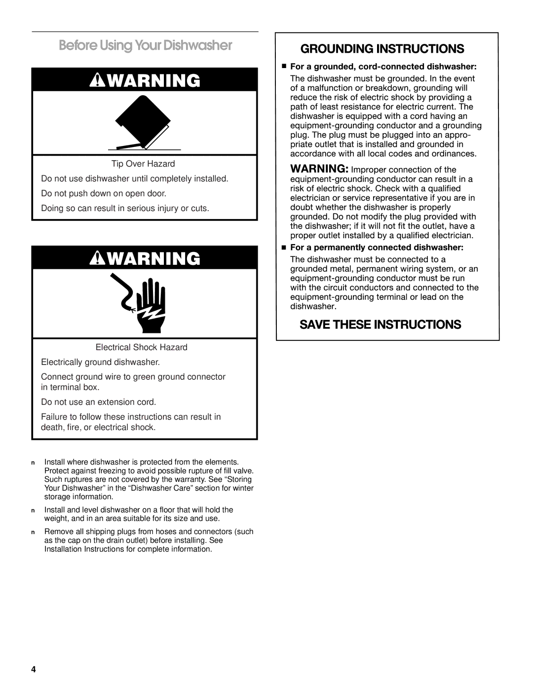 Roper RUD5000, RUD1000, RUD5750, 119, RUD3000 manual Before Using Your Dishwasher 