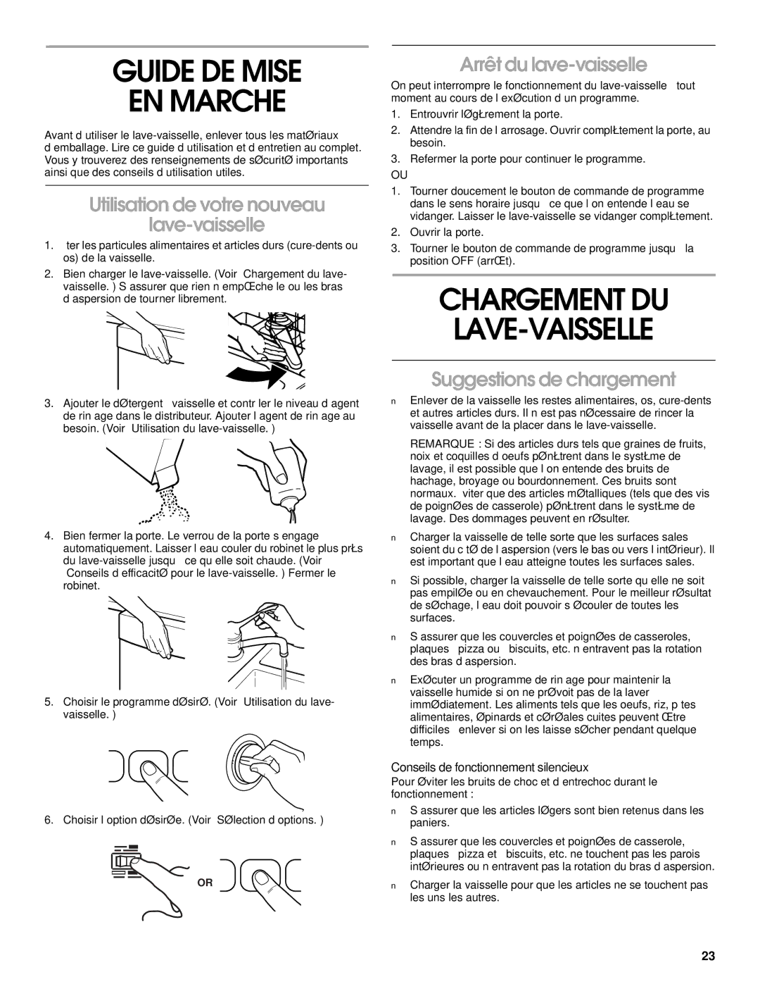 Roper RUD3000, RUD5000 Guide DE Mise EN Marche, Chargement DU LAVE-VAISSELLE, Utilisation de votre nouveau Lave-vaisselle 