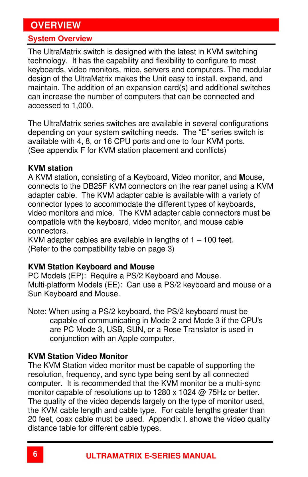 Rose electronic 2xE manual System Overview, KVM station, KVM Station Keyboard and Mouse, KVM Station Video Monitor 