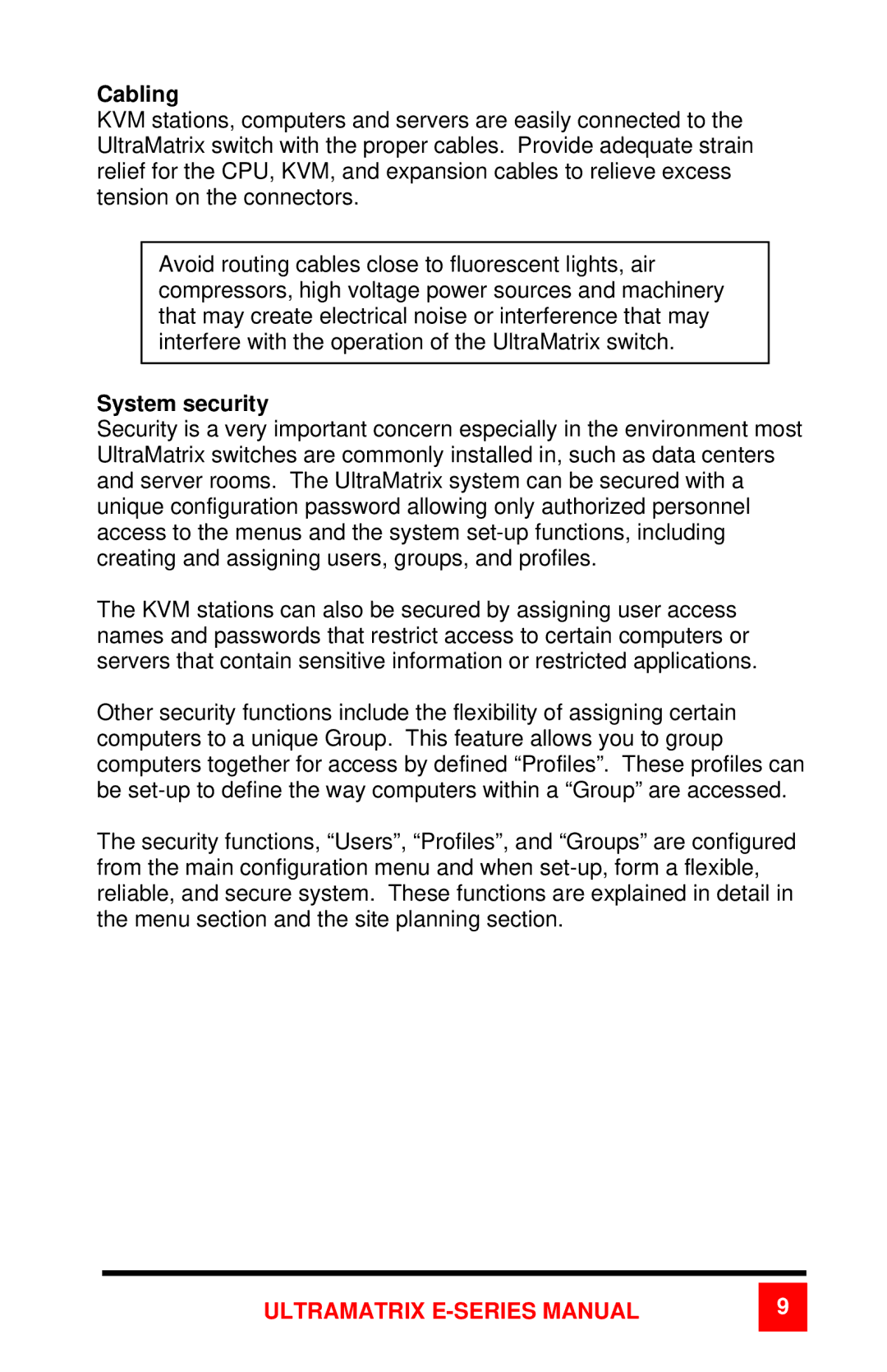 Rose electronic 2xE manual Cabling, System security 