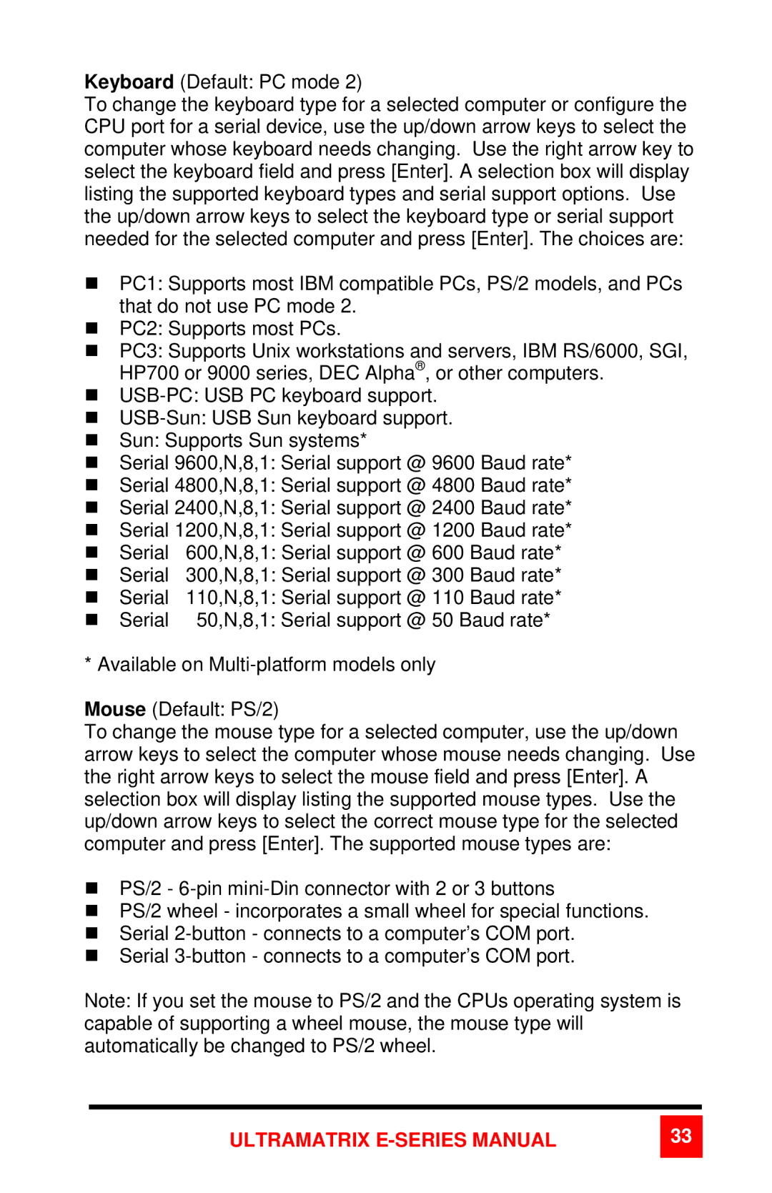 Rose electronic 2xE manual Ultramatrix E-SERIES Manual 