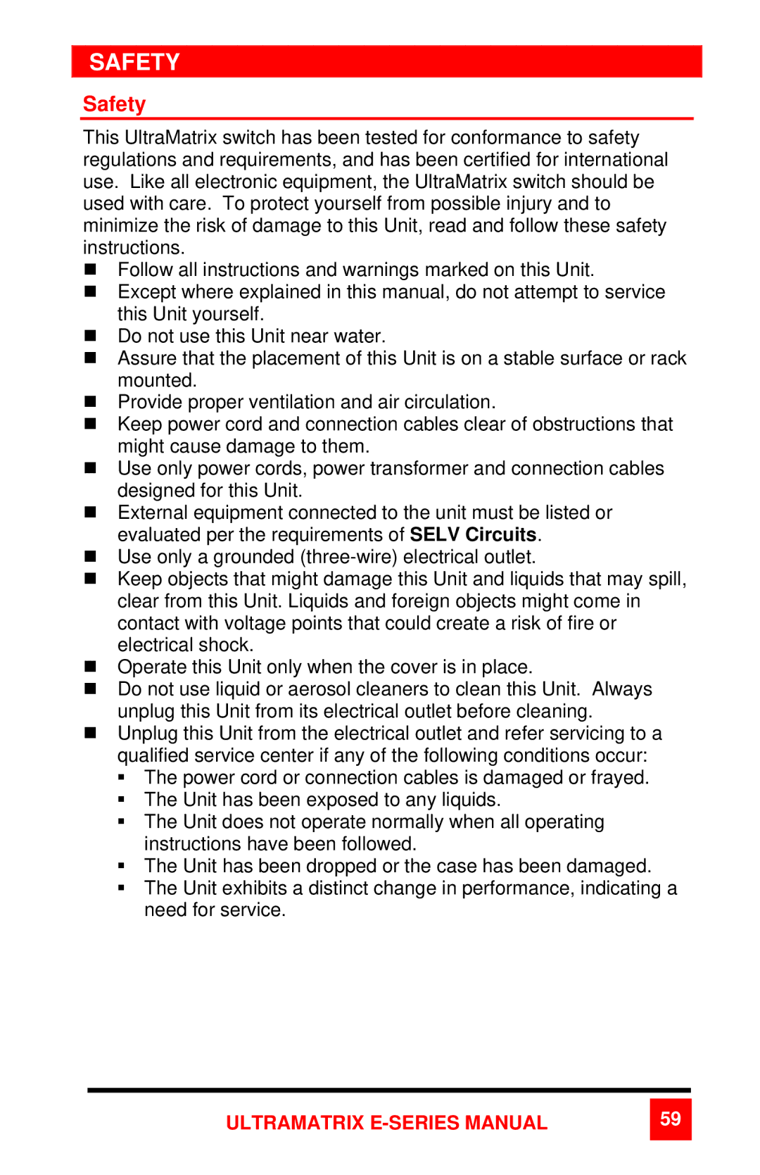 Rose electronic 2xE manual Safety 