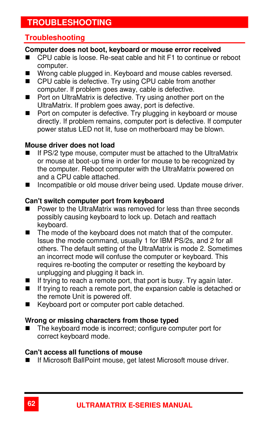 Rose electronic 2xE manual Troubleshooting 