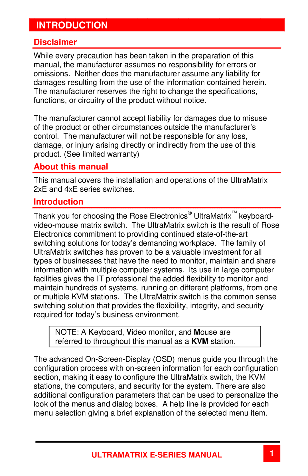 Rose electronic 2xE Introduction, Disclaimer, About this manual 