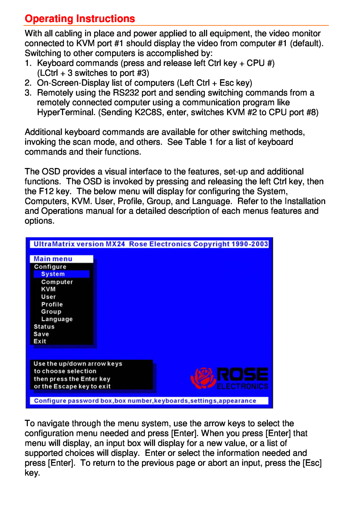 Rose electronic 4XE manual Operating Instructions 