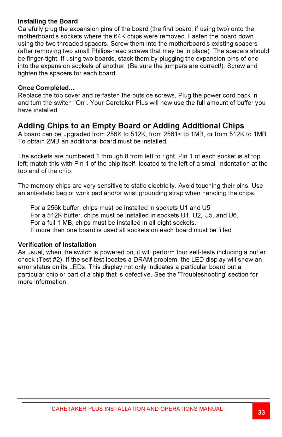 Rose electronic Automatic Switch manual Adding Chips to an Empty Board or Adding Additional Chips 