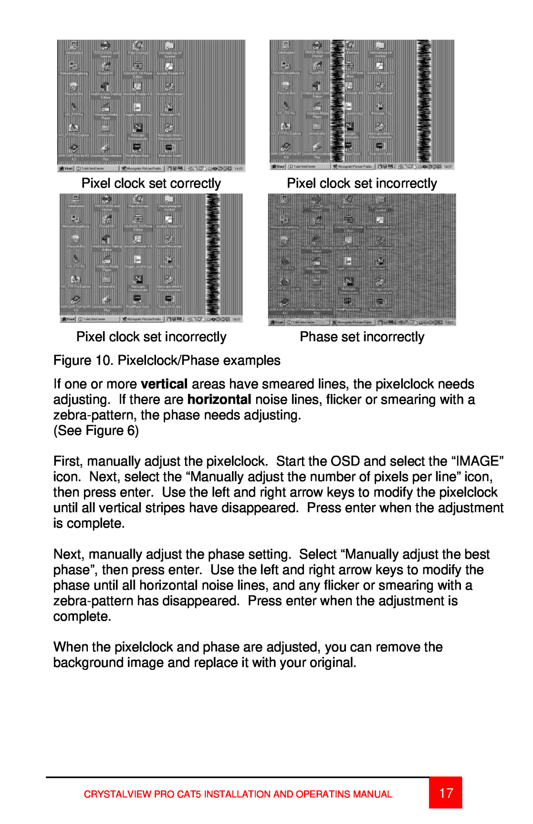 Rose electronic CAT5 manual Pixel clock set correctly 