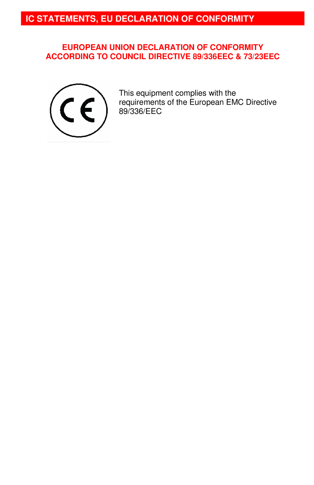 Rose electronic CATx manual IC STATEMENTS, EU Declaration of Conformity 