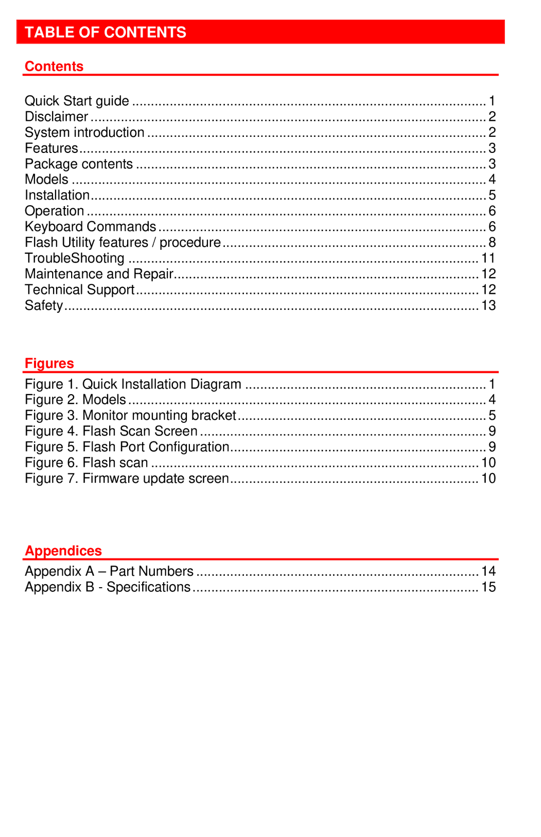 Rose electronic CATx manual Table of Contents 