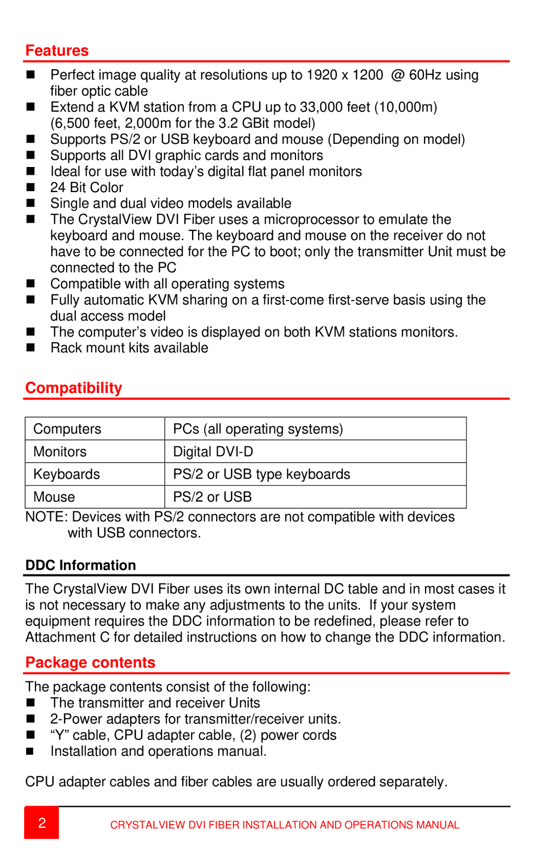 Rose electronic CRK-2DFSUD1D, CRK-2DFSPD2D, CRK-2DFSUD2D, CRK-2DFSPD1D manual Features, Compatibility, Package contents 