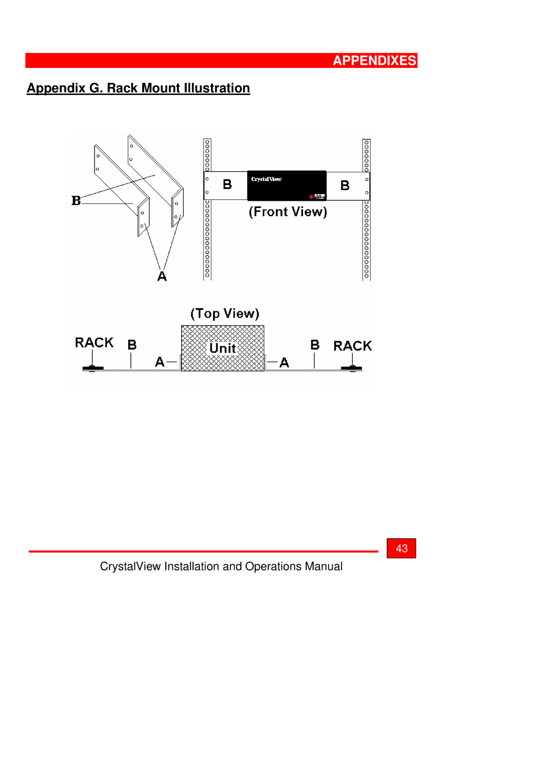 Rose electronic Crystal View operation manual Appendix G. Rack Mount Illustration 