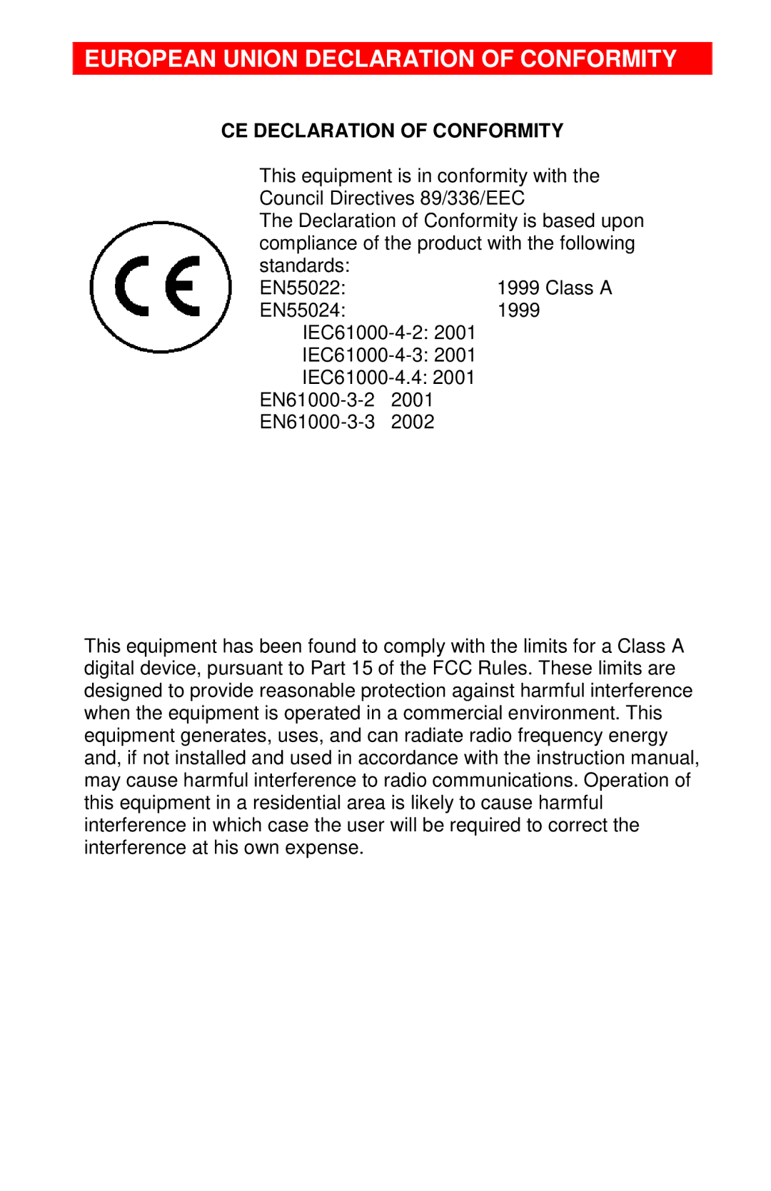 Rose electronic crystalview dvi pro fiber dvi/vga fiber extender operation manual European Union Declaration of Conformity 