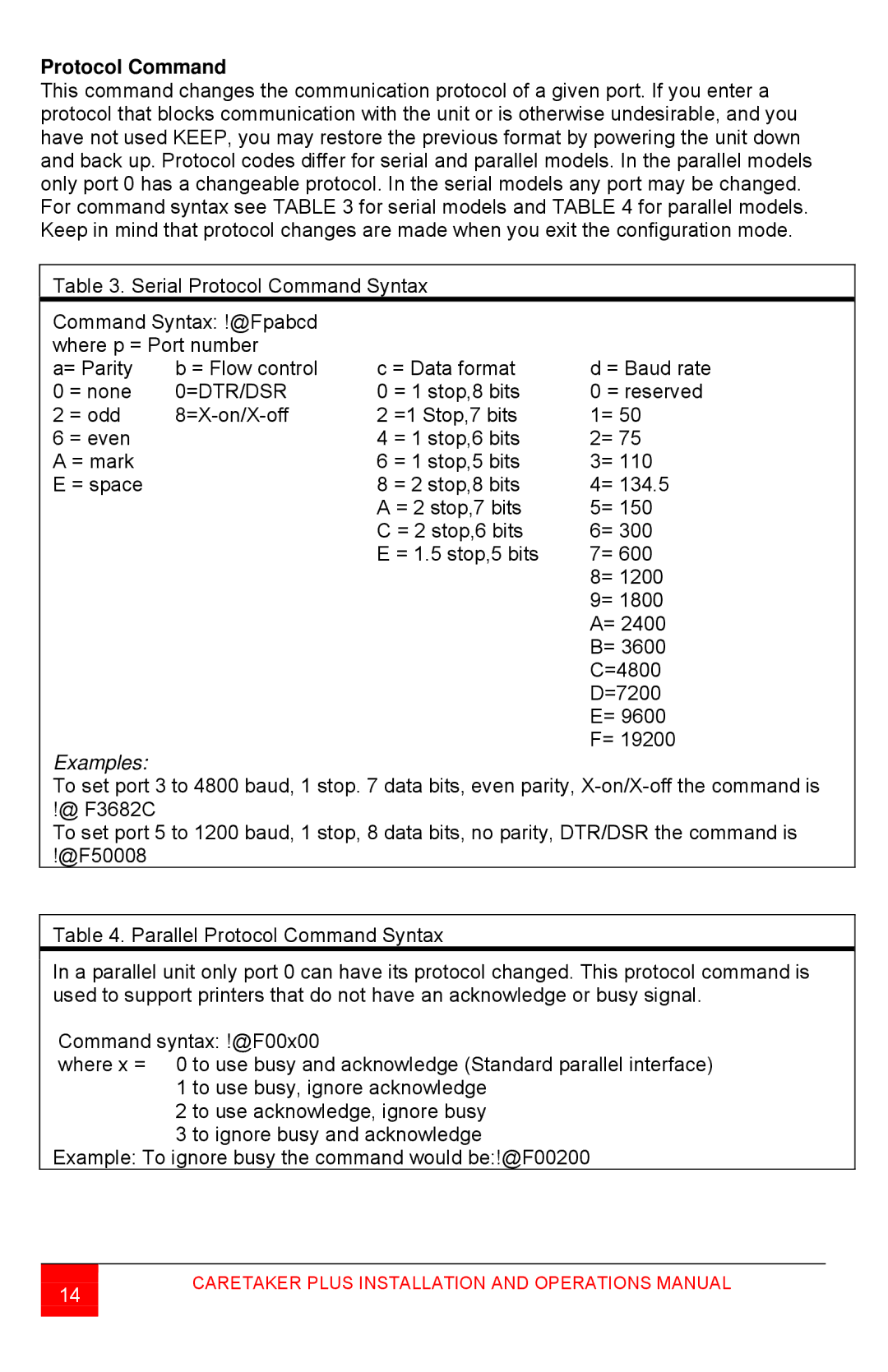 Rose electronic CTP-8S manual Protocol Command, =Dtr/Dsr 