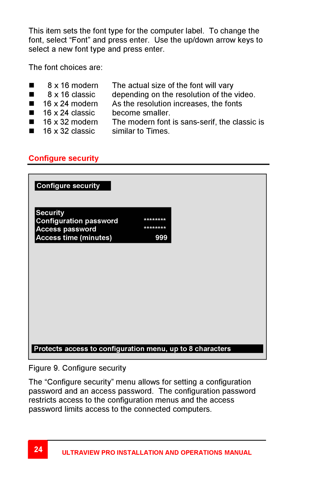 Rose electronic KVM SWITCH WITH ON-SCREEN DISPLAY manual Configure security 