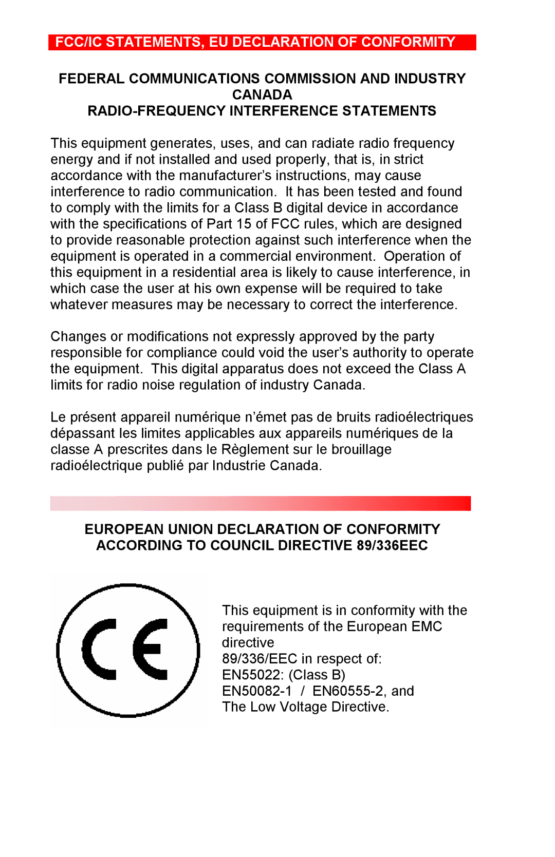 Rose electronic KVM SWITCH WITH ON-SCREEN DISPLAY manual FCC/IC STATEMENTS, EU Declaration of Conformity 