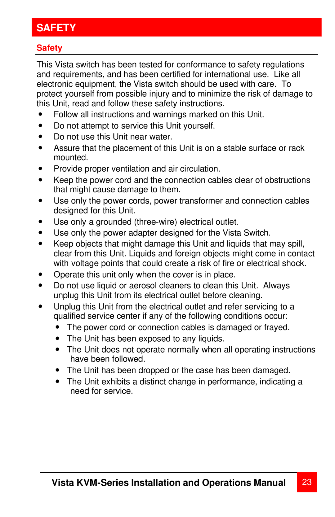 Rose electronic MAN-V8 manual Safety 