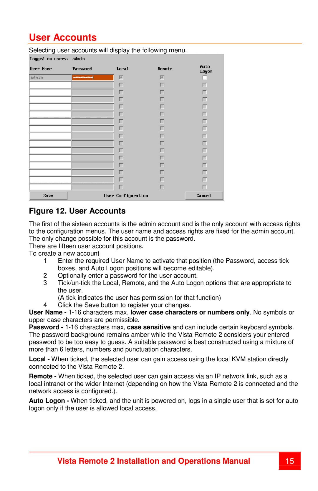 Rose electronic MAN-VR2 manual User Accounts 