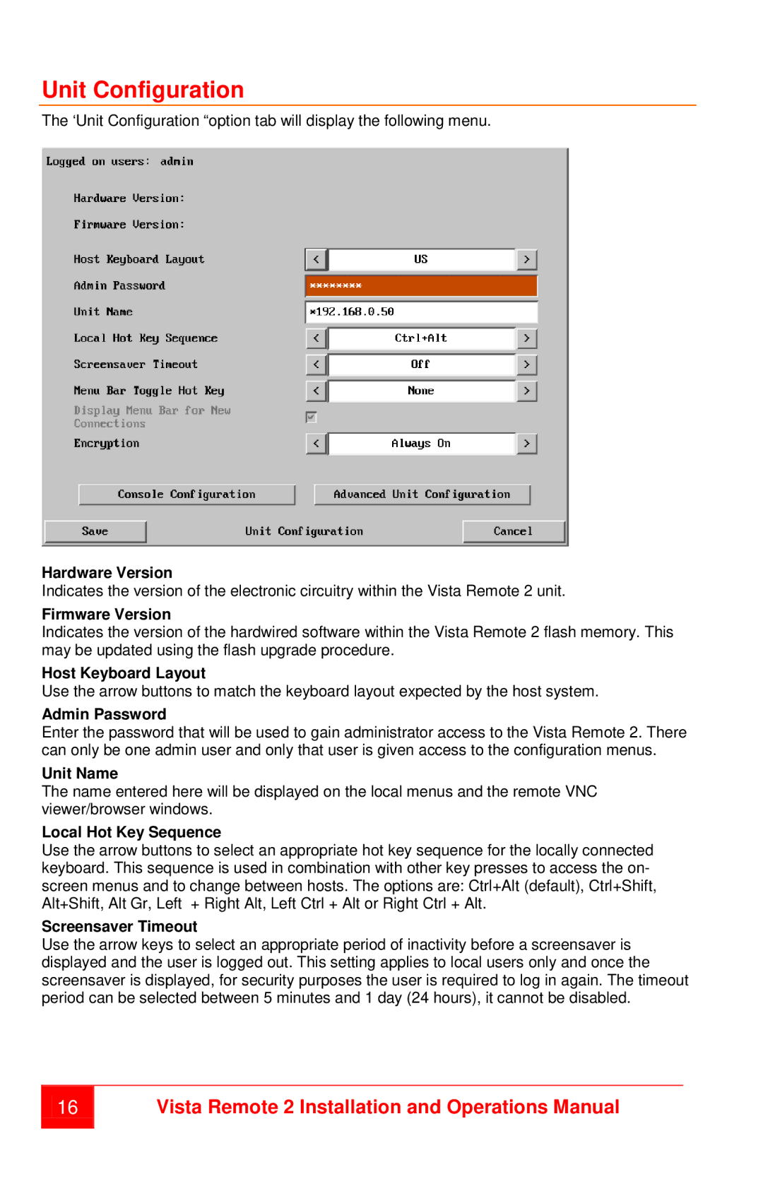 Rose electronic MAN-VR2 manual Unit Configuration 