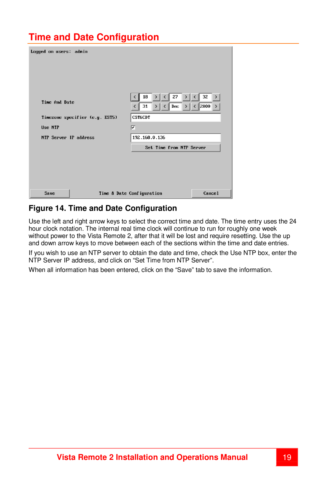 Rose electronic MAN-VR2 manual Time and Date Configuration 