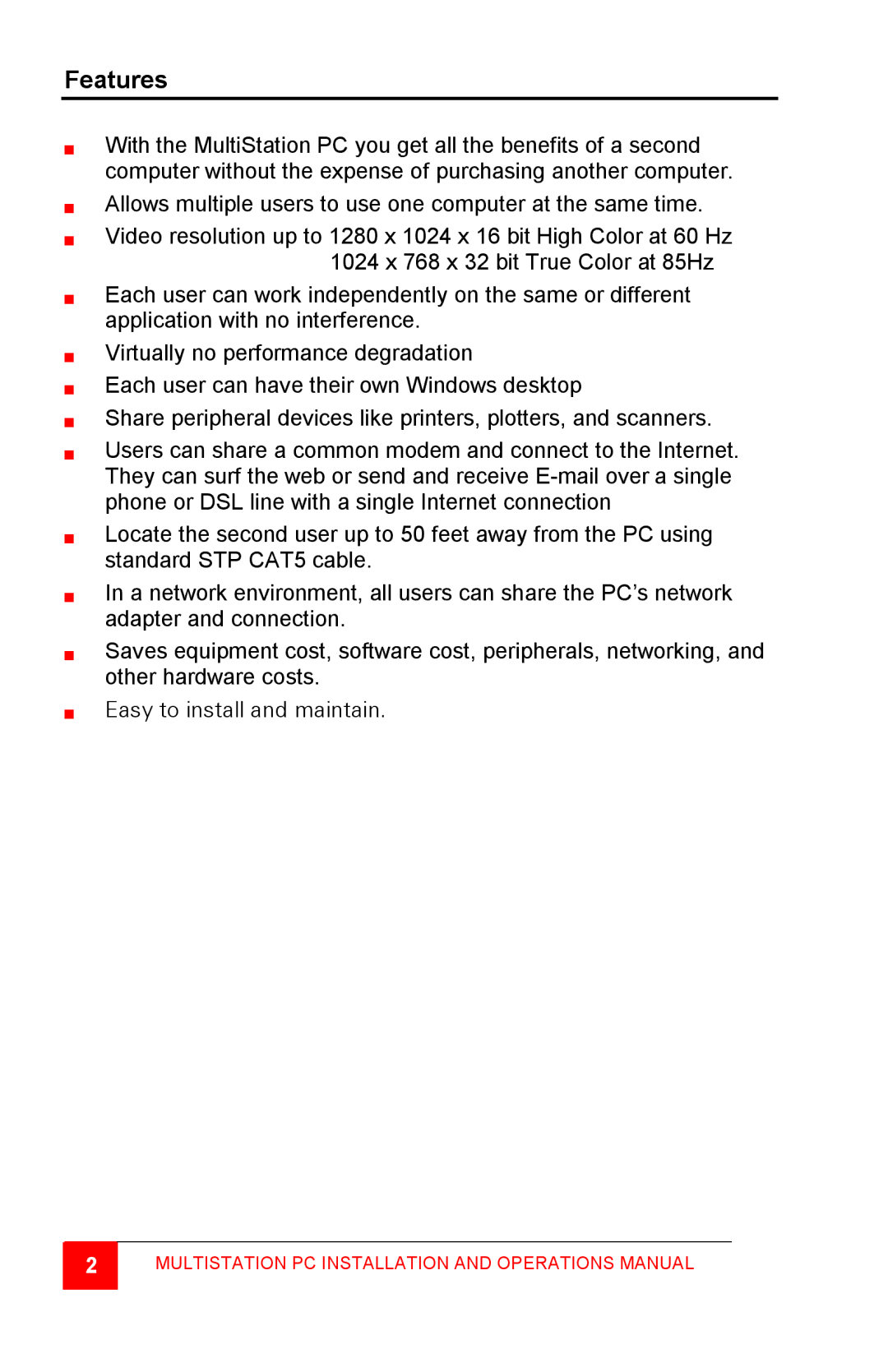 Rose electronic MultiStation manual Features 