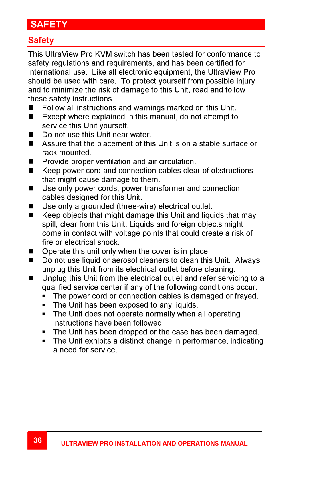 Rose electronic Professional Series manual Safety 