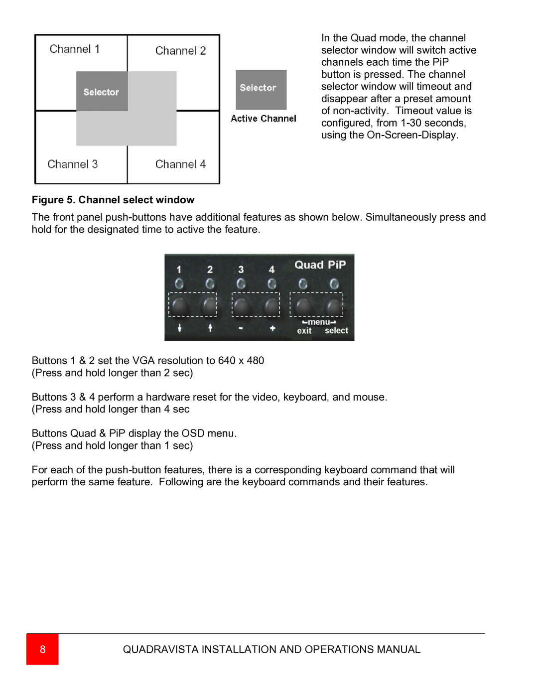 Rose electronic QuadraVista manual Channel select window 