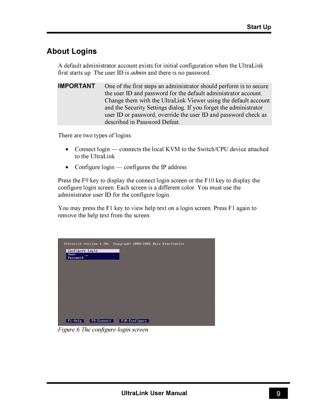 Rose electronic UL-V3 manual About Logins, Configure login screen 