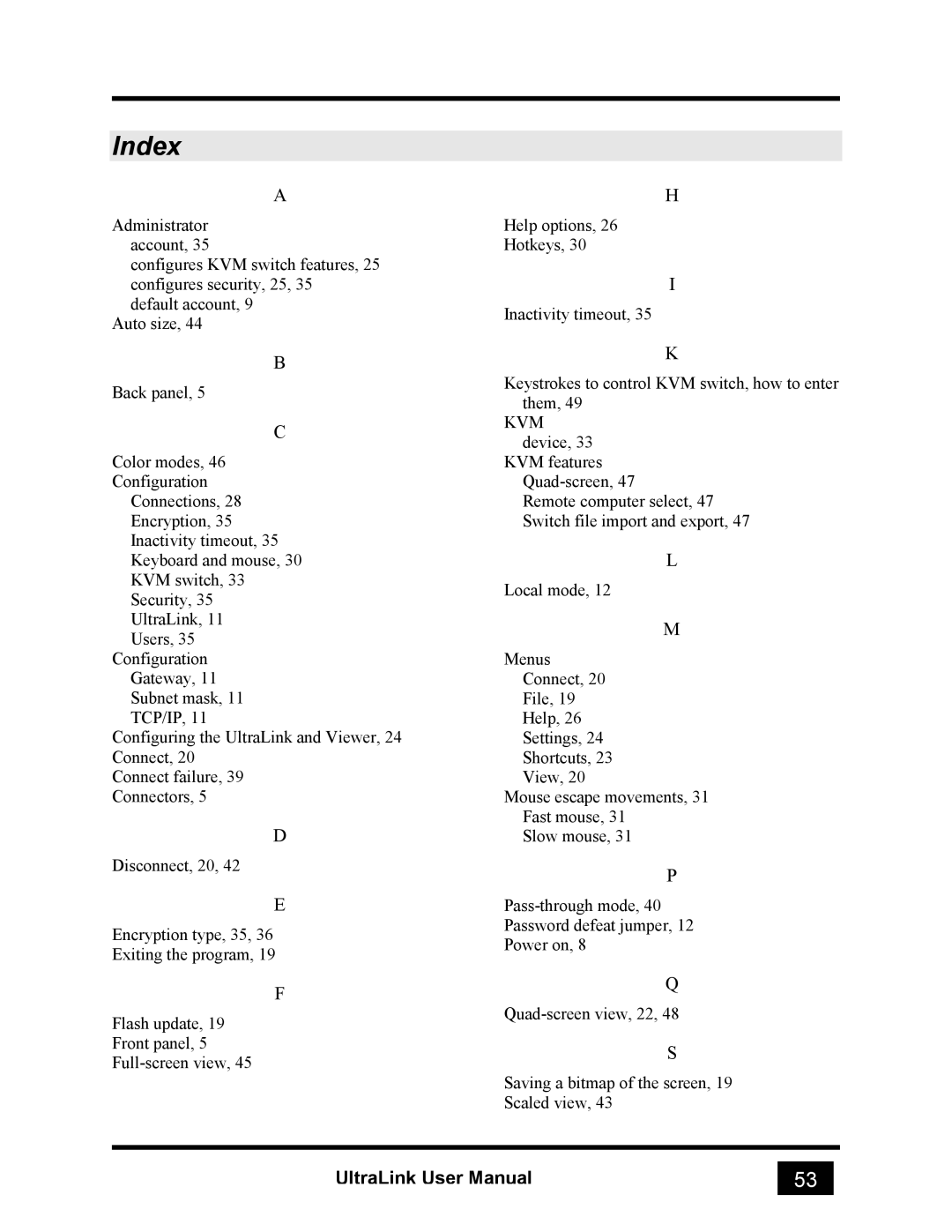 Rose electronic UL-V3 manual Index 