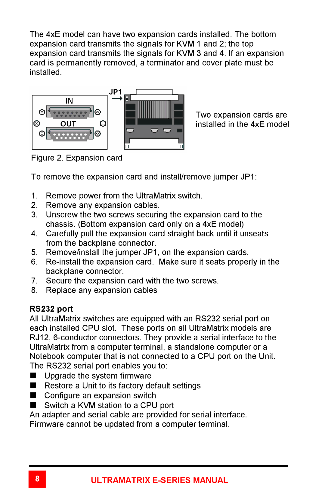 Rose electronic ULTRAMATRIX 4xE, ULTRAMATRIX 2xE manual Two expansion cards are 